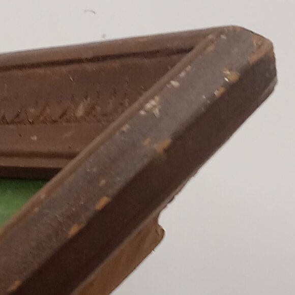 ART Painting 2 Framed 10x12" Vtg PINK ROSES on Canvas Dark Green Background Sign - Picture 11 of 16